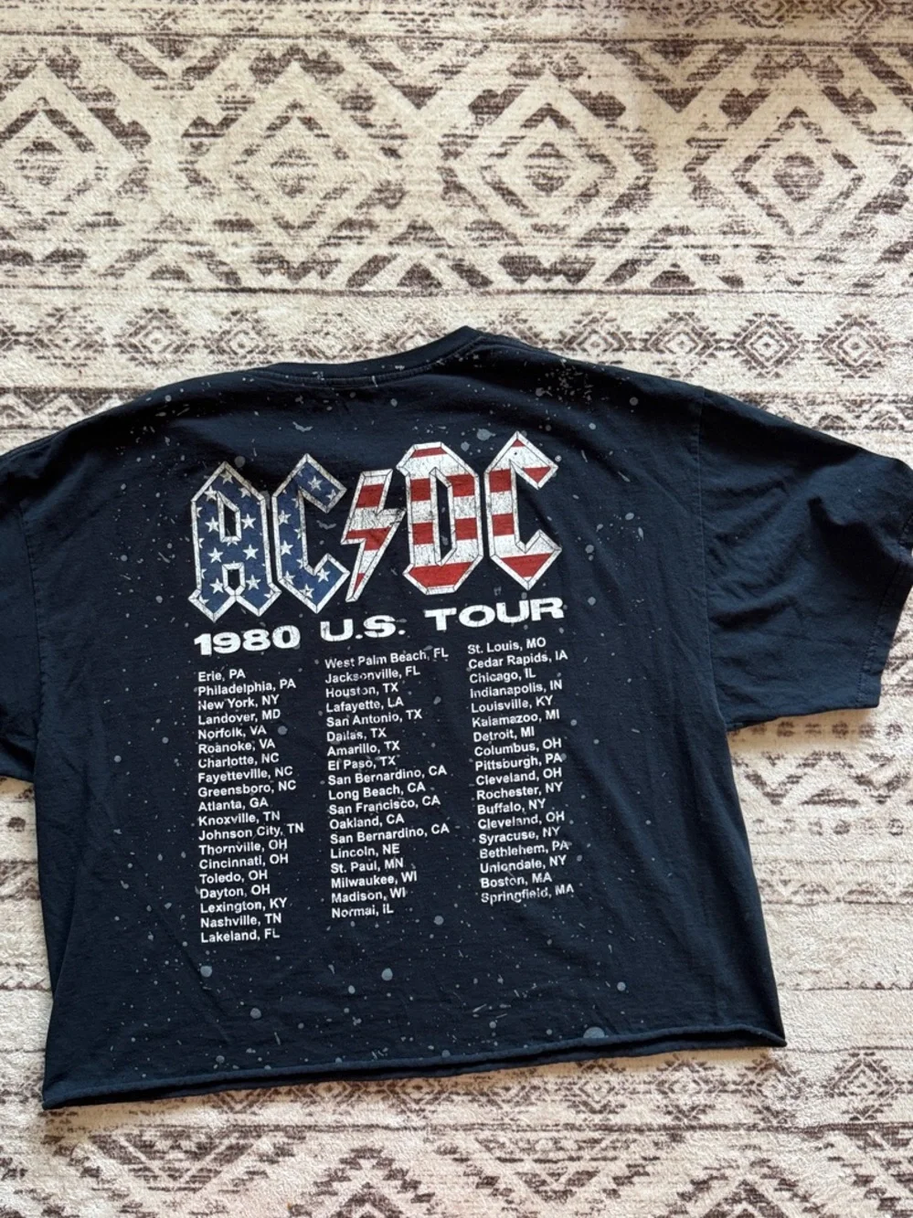 AC/DC Black Tee with American Flag Logo